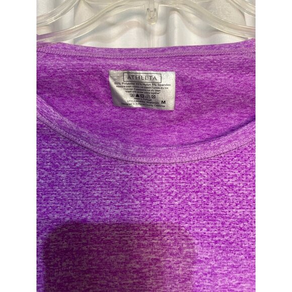 Athleta Purple Heathered Short Sleeve Ruched Tunic Top Womens M - Picture 3 of 5